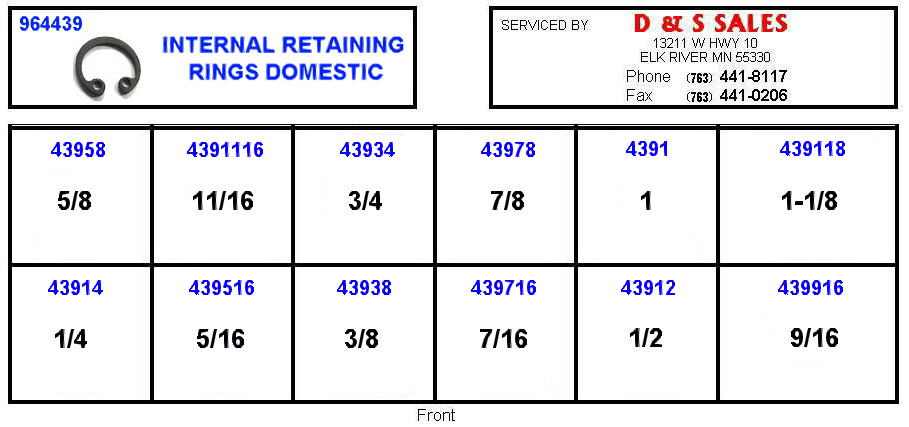 Internal Retaining Ring Assortment Metric Midwest Shop Supplies #964439