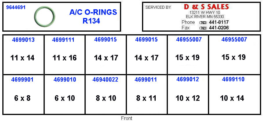 A/C O-Rings Assortment R12 / R134